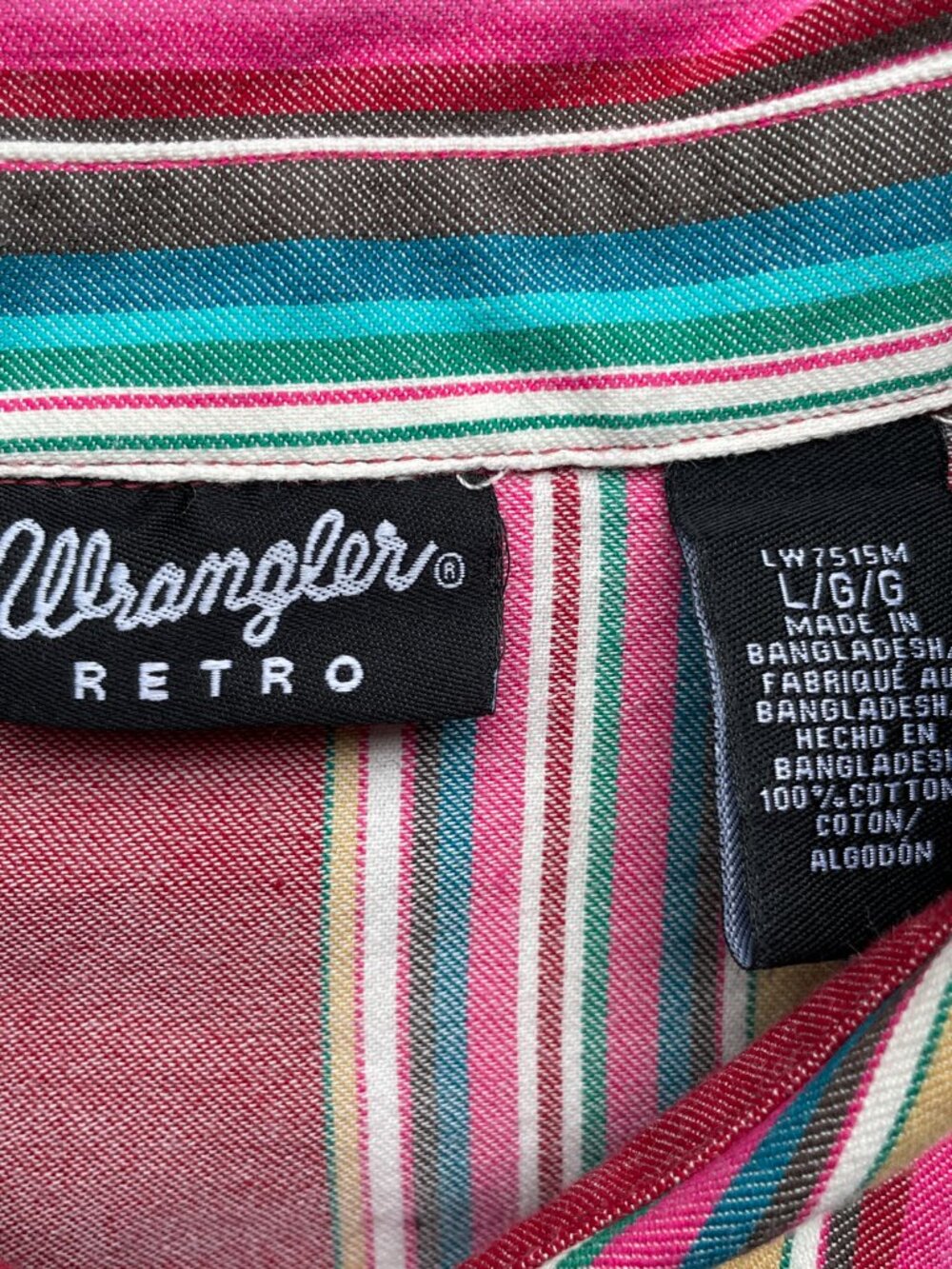 Wrangler Retro Men’s Pearl Snap Shirt Striped Men’s Large Regular Western Boho - Picture 4 of 4